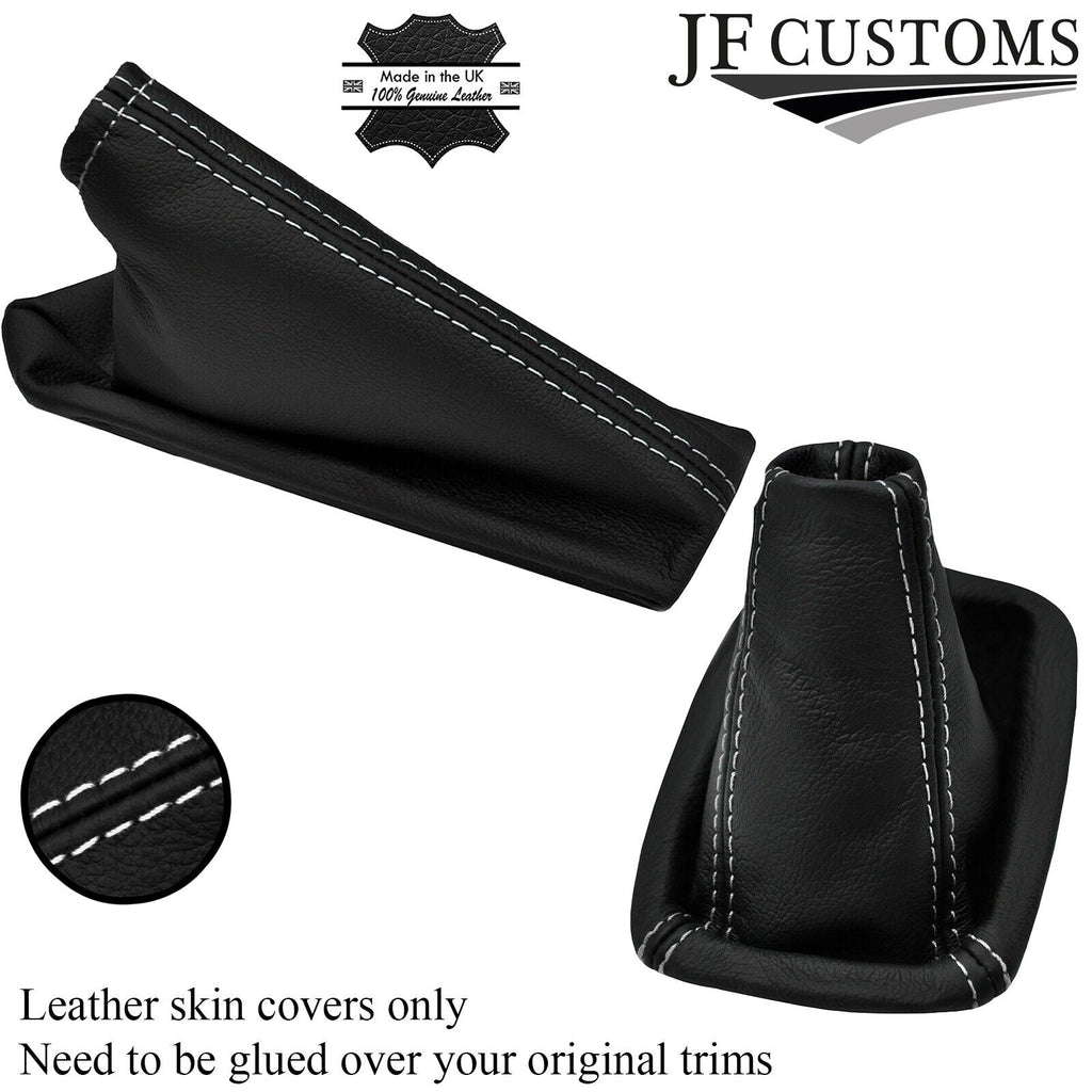 WHITE STITCH LEATHER GEAR HANDBRAKE GAITER FOR VAUXHALL CORSA E 2014-2019