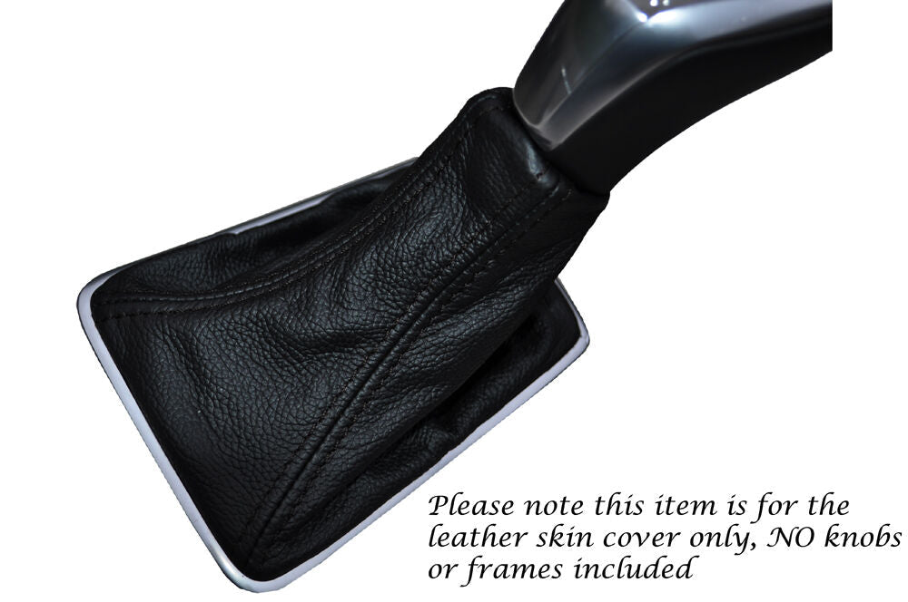 BLACK STITCHING LEATHER MANUAL GEAR GAITER FITS VOLVO V40 2012-2015 CUSTOM NEW
