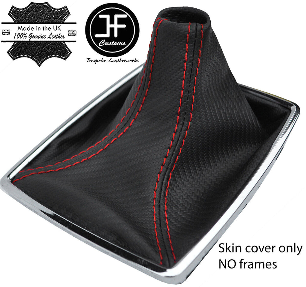 RED STITCH CARBON FIBER VINYL GEAR GAITER FITS MERCEDES C CLASS W204 2007-14