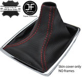 RED STITCH CARBON FIBER VINYL GEAR GAITER FITS MERCEDES C CLASS W204 2007-14