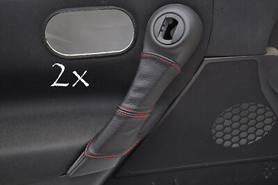 FITS RENAULT MEGANE 2002-2008 2X DOOR HANDLE COVERS red stitching CUSTOM NEW