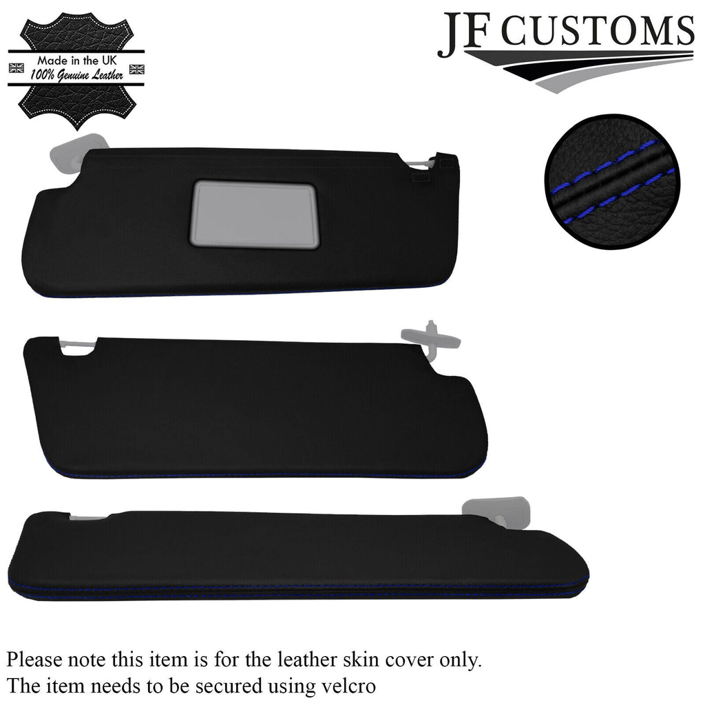 BLUE STITCHING 2X SUN VISORS LEATHER COVERS FITS FORD TRANSIT CUSTOM MK8 13-17