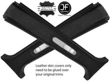 BLACK REAL LEATHER 2X UPPER B POST PILLAR COVERS FITS RANGE ROVER P38 1994-2002