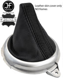 BLACK & BLACK STRIPE TOP GRAIN LEATHER MANUAL GEAR GAITER FITS HONDA JAZZ 02-08