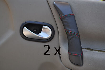 red stitch FITS RENAULT GRAND SCENIC 04-09 2X DOOR HANDLE LEATHER COVERS