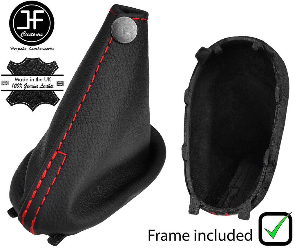 RED STITCH LEATHER AUTOMATIC GEAR+PLASTIC FRAME FOR RENAULT CLIO MK2 01-04