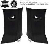 BLACK & BLACK LEATHER 2X UPPER D PILLAR COVERS FOR LAND ROVER DISCOVERY 4 09-16
