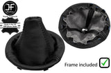 BLACK REAL LEATHER MANUAL GEAR GAITER WITH PLASTIC FRAME FOR FIAT 500 2007-2015