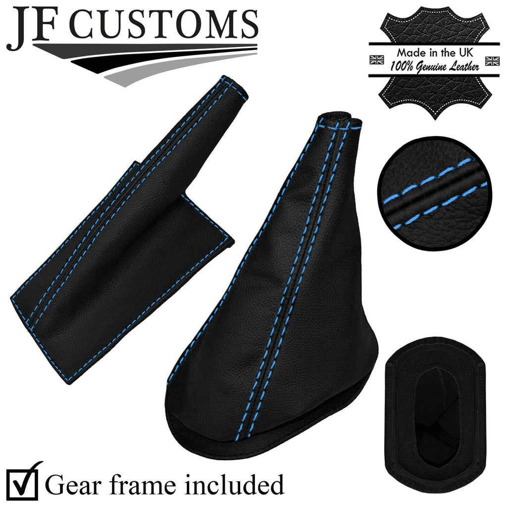 L BLUE STITCH LEATHER GAITERS+PLASTIC FRAME FOR MINI CLASSIC ROVER AUSTIN MORRIS