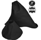 BLACK LEATHER SKIN MANUAL GEAR & HANDBRAKE GAITERS FITS FIAT 500 2007-2015