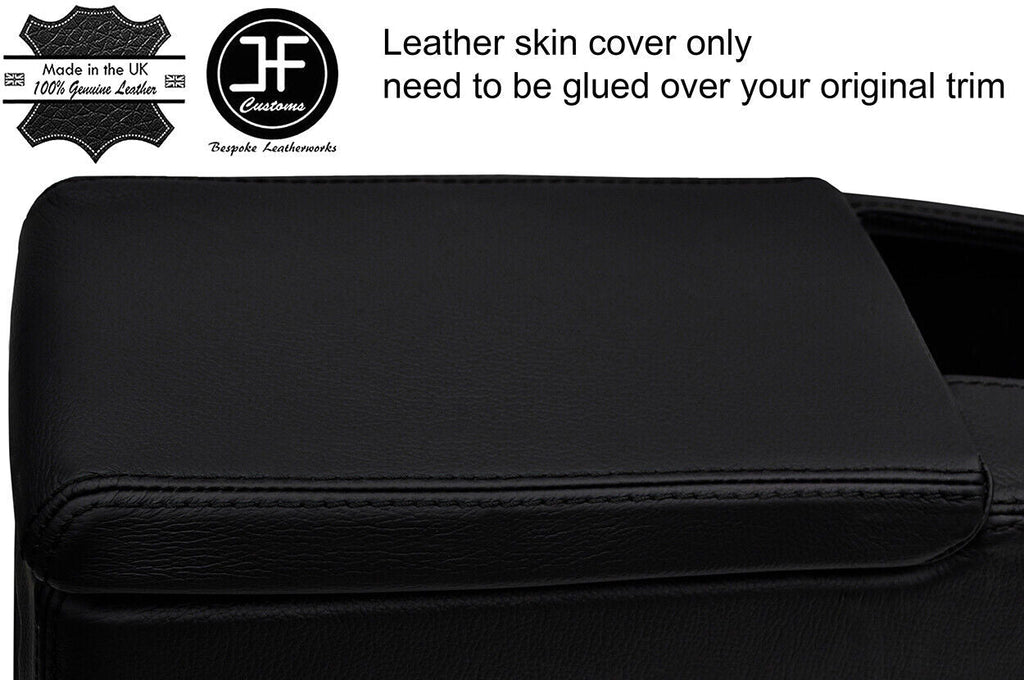 BLACK STITCH TOP GRAIN LEATHER ARMREST COVERS FITS NISSAN SKYLINE R32 89-94