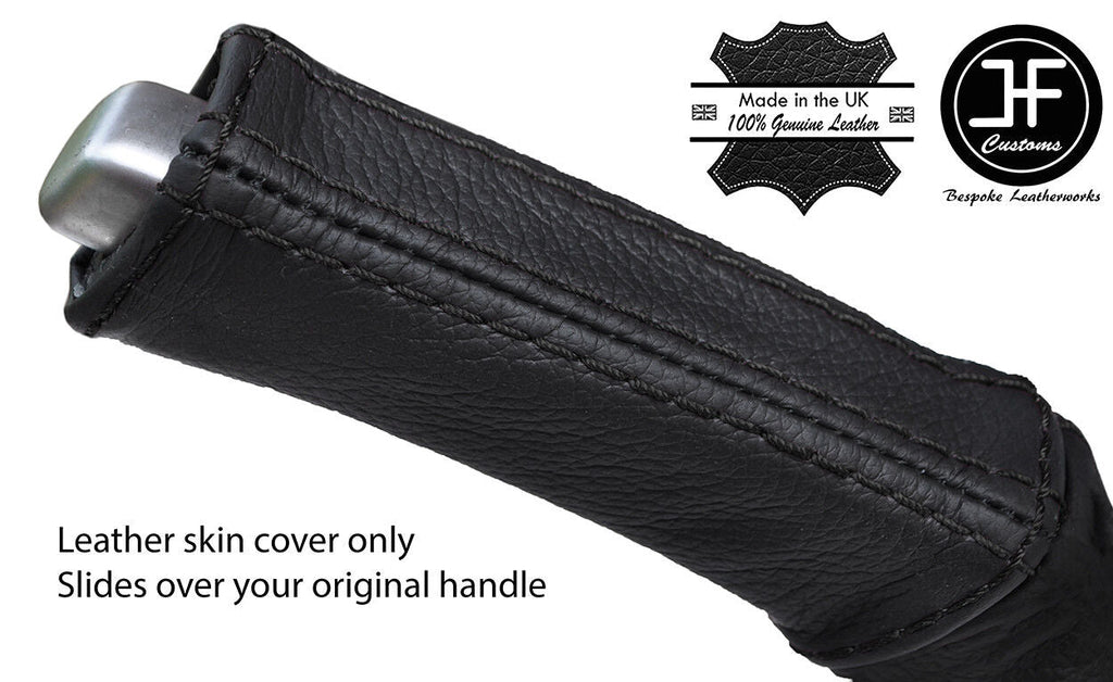 BLACK STITCH REAL LEATHER HANDBRAKE HANDLE COVER FITS VOLVO S40 V50 MK2 04-07