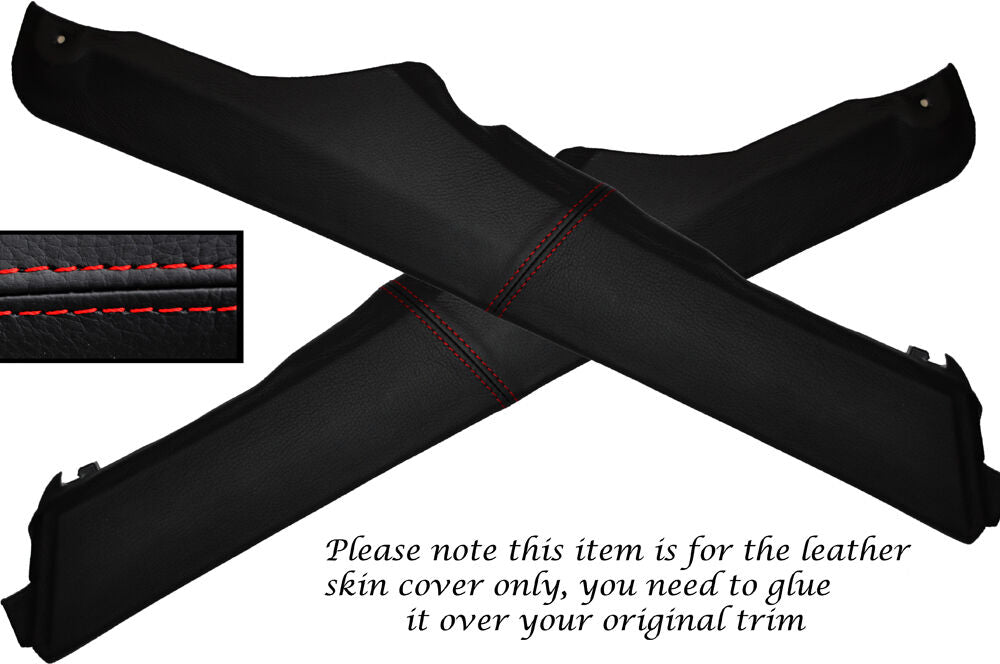 RED STITCH 2X CENTER CONSOLE SIDE TRIM SKIN COVERS FITS SUBARU IMPREZA 08-11