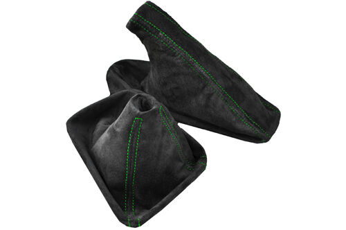 GREEN STITCH DARK GREY SUEDE MANUAL GAITERS FITS BMW 3 SERIES E36 E46 92-05