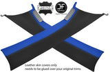 BLACK & BLUE REAL LEATHER 2X A PILLAR COVERS FOR VW T5 TRANSPORTER CARAVELLE