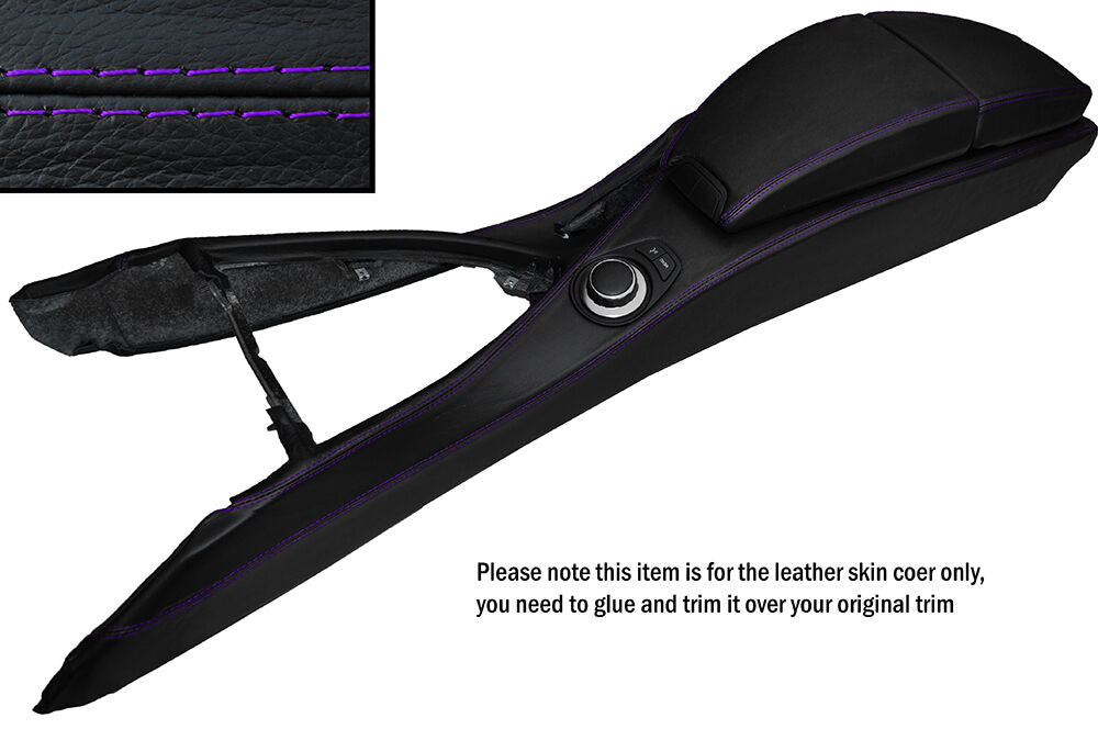 PUPRLE STITCH CENTRE CONSOLE&ARMREST SKIN COVERS FITS BMW 6 SERIES E63 E64 04-11