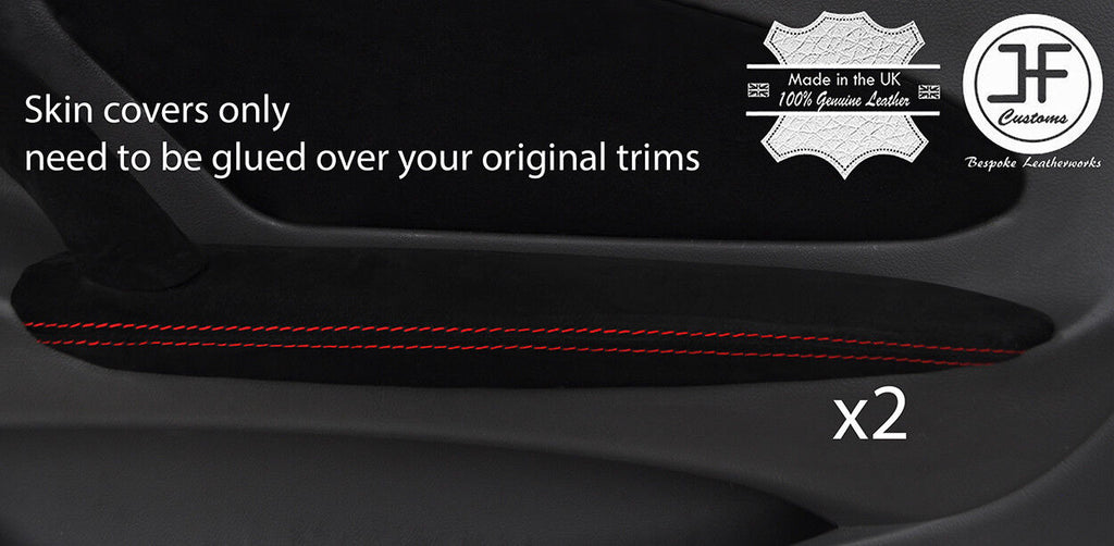 RED STITCH 2X FRONT DOOR ARMREST SUEDE COVERS FOR TOYOTA CELICA MK7 1999-2005