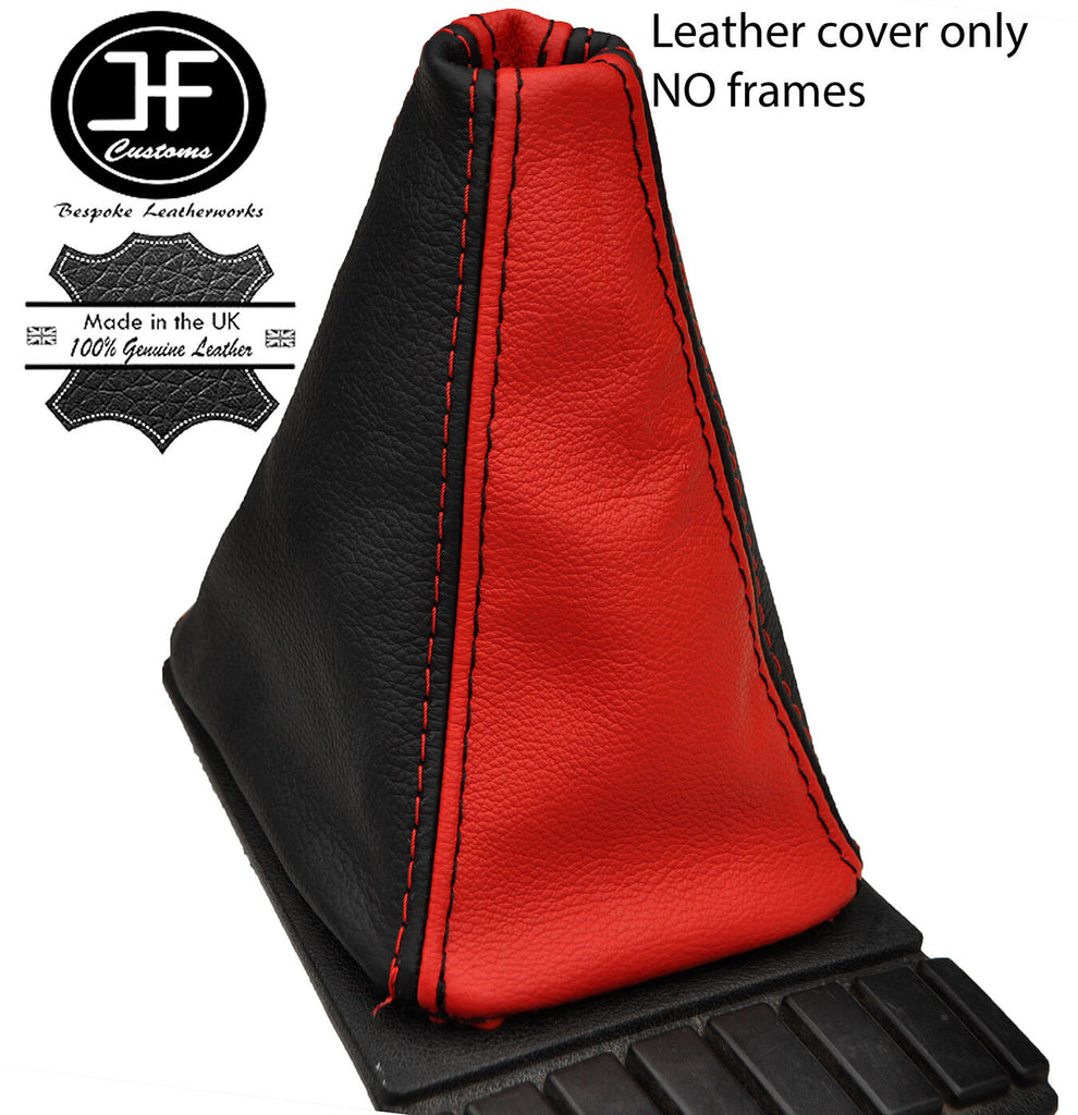 BLACK & RED TOP GRAIN LEATHER GEAR GAITER FITS VW GOLF MK2 1982-1991 CUSTOM NEW