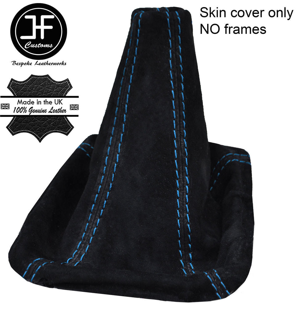 BLUE STITCH REAL SUEDE MANUAL GEAR GAITER FITS MERCEDES W201 190E 1982-1993