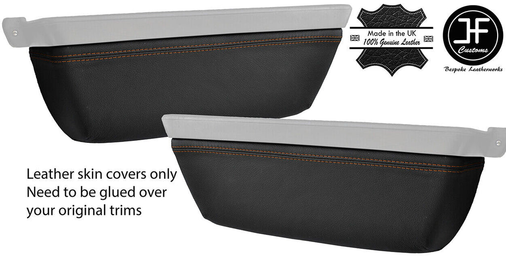 BROWN STITCH 2X DOOR POCKET TRIM REAL LEATHER COVERS FITS PORSCHE 914 1969-1976