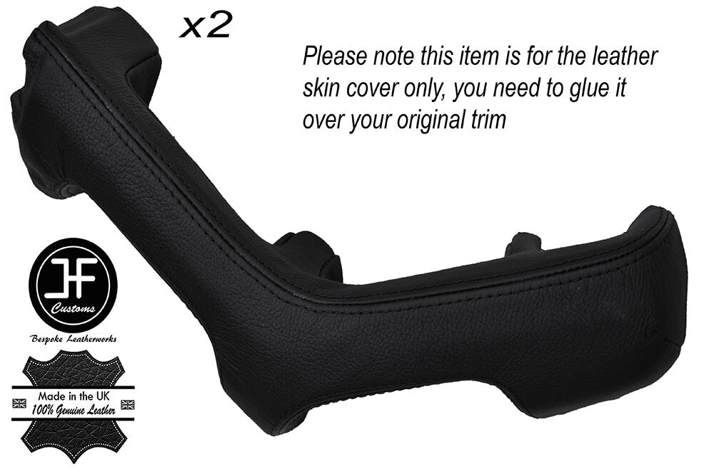 BLACK STICH 2X FRONT FULL DOOR HANDLE LEATHER COVERS FITS AUDI 80 CABRIO 92-00