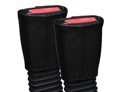 black stitch FITS LANDROVER FREELANDER 98-04 2X SEAT BELT STALK LEATHER COVERS