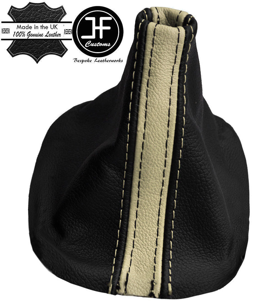 CREAM BLACK REAL LEATHER MANUAL GEAR GAITER FITS VW BEETLE 1998-2010 CUSTOM NEW