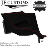 RED STITCH 2X REAR QUARTER DOOR PANEL LEATHER COVERS FITS FORD MUSTANG 10-14