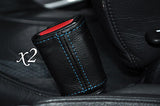 BLUE STITCH FITS BMW MINI ONE COOPER S 01-06 2X SEAT BELT STALK LEATHER COVERS