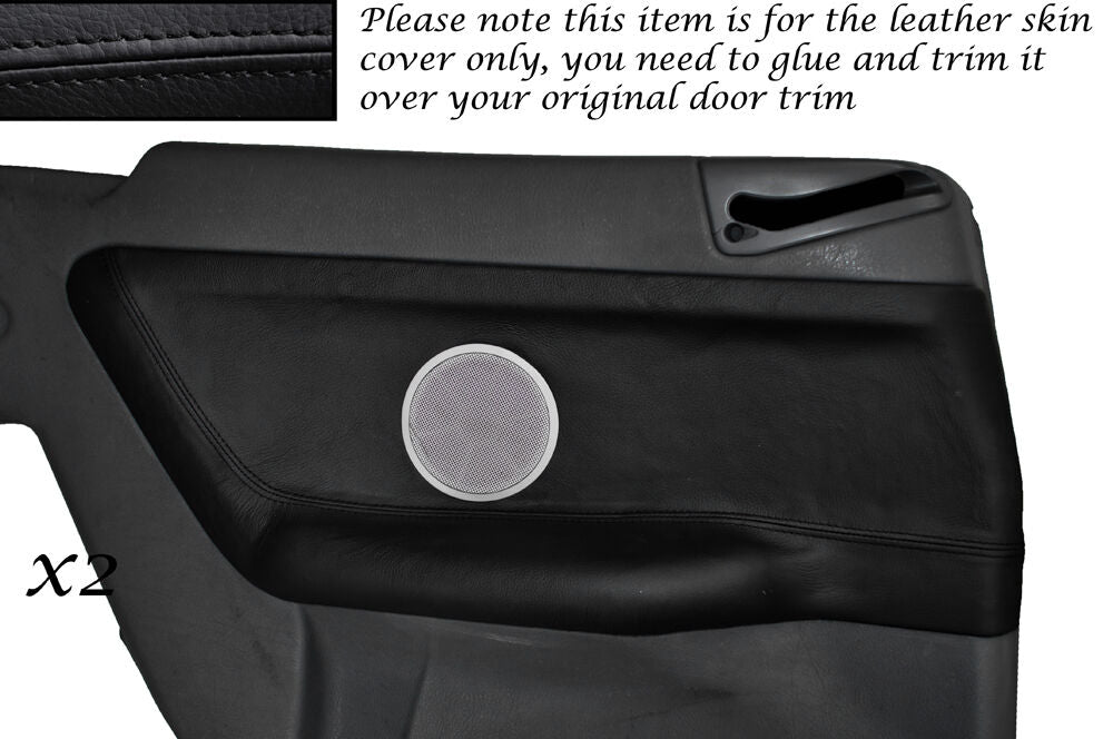 BLACK STITCH 2X REAR DOOR CARD SKIN COVERS FITS BMW E36 CONVERTIBLE 1993-1998