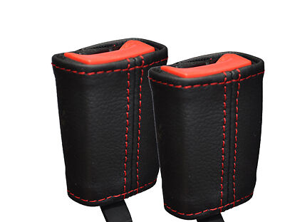 RED STITCH 2X FRONT SEAT BELT LEATHER COVERS FITS MERCEDES CL 500 W215 99-05