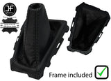 BLACK & BLACK LEATHER GEAR GAITER + PLASTIC FRAME FITS FORD FOCUS MK3 2012-2015