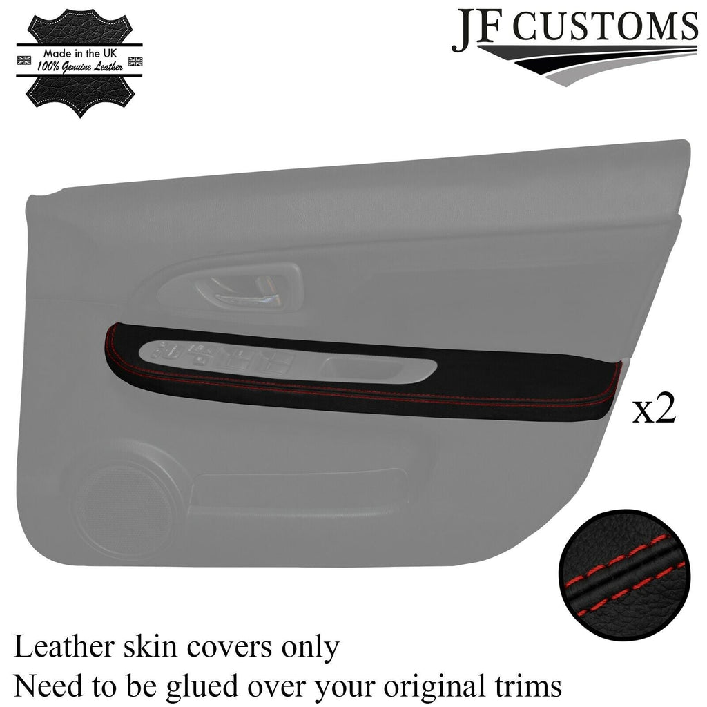 DARK RED STITCH 2X FRONT DOOR ARMREST COVERS FOR SUBARU IMPREZA WRX STI 03-07