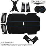 L BLUE STITCH LEATHER+SUEDE COVERS FOR BMW MINI R50 R53 01-06 TOP RECOVERY KIT