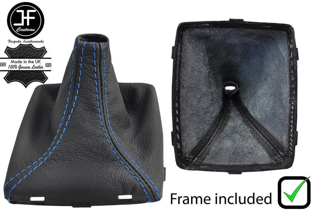 BLUE STITCH LEATHER GEAR GAITER+PLASTIC FRAME FOR MERCEDES C CLASS W204 07-14