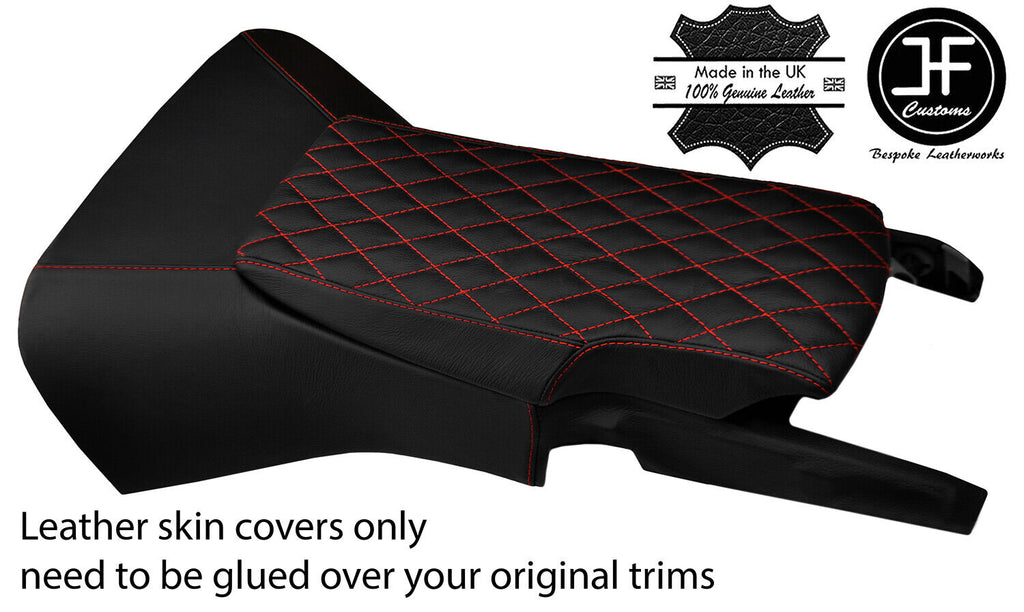RED DIAMOND STICH CENTRE CONSOLE+ARMREST LEATHER COVERS FOR CORVETTE C6 05-13