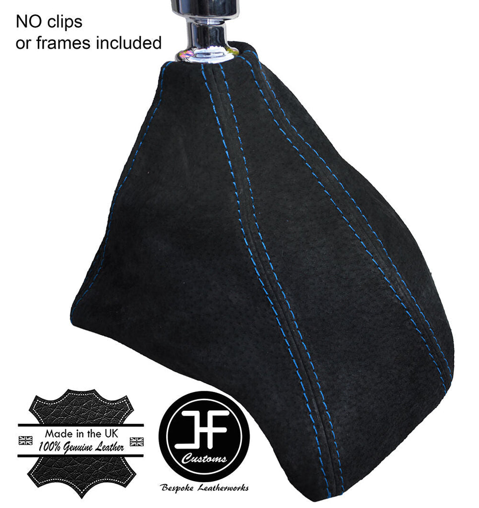 BLUE STITCHING MANUAL SUEDE GEAR GAITER FITS FORD TRANSIT CUSTOM 2013-2016