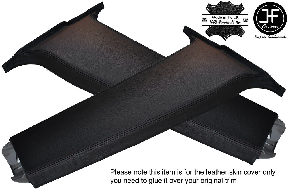 BLACK STITCH 2X LOWER B PILLAR LEATHER COVERS FITS VW GOLF MK3 JETTA 91-98 5 DR