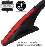 BLACK & RED STRIPE REAL LEATHER HANDBRAKE GAITER FITS FIAT DOBLO 2010-2015