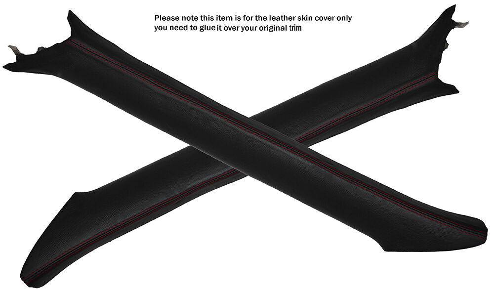 RED STITCH 2X A PILLARS LEATHER SKIN COVERS FITS LEXUS IS200 1998-2005