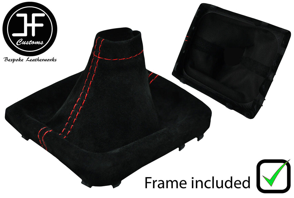 RED STITCH SUEDE GEAR GAITER + PLASTIC FRAME FOR SUBARU IMPREZA WRX 2015-2019