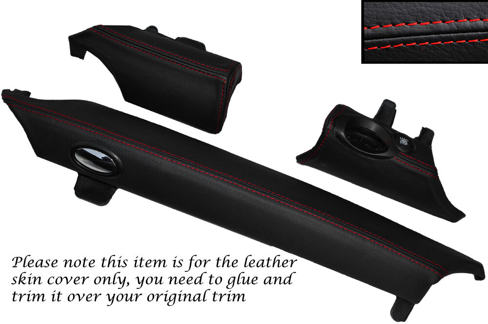RED STITCH 3 PIECE LOWER DASH TRIM SKIN COVERS FITS BMW MINI COOPER R56 07-13