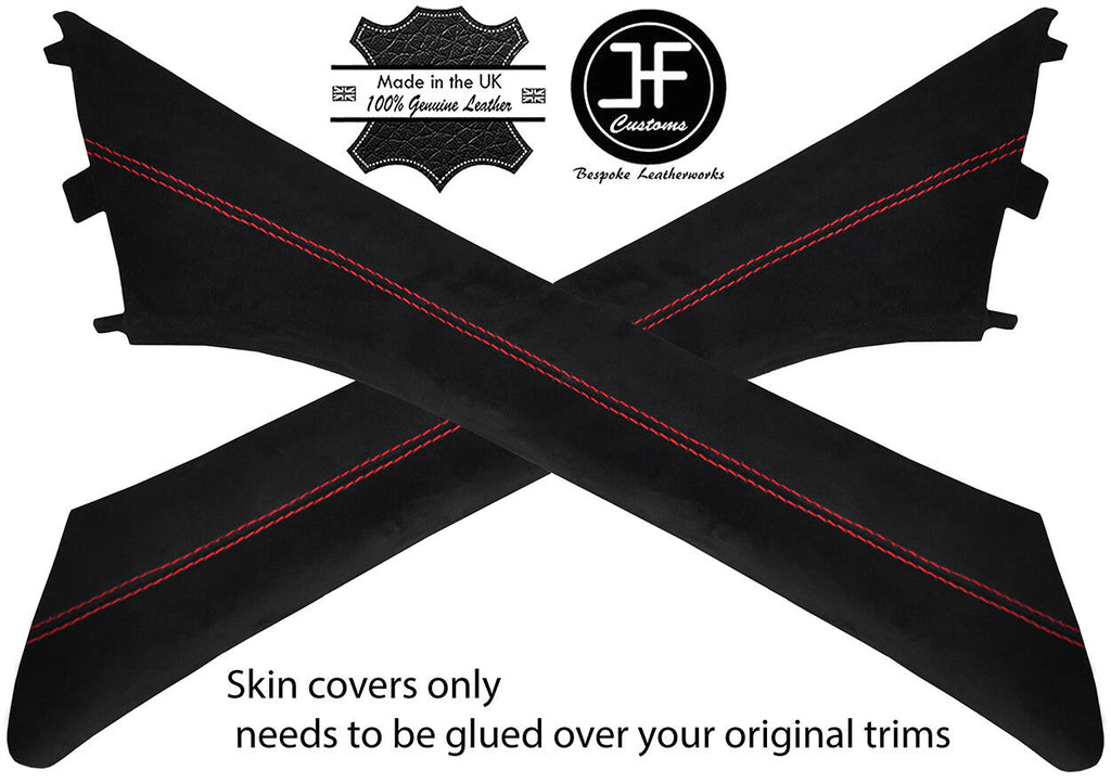 RED STITCH 2X A PILLAR REAL SUEDE COVERS FOR MERCEDES GL CLASS X164 2006-2012