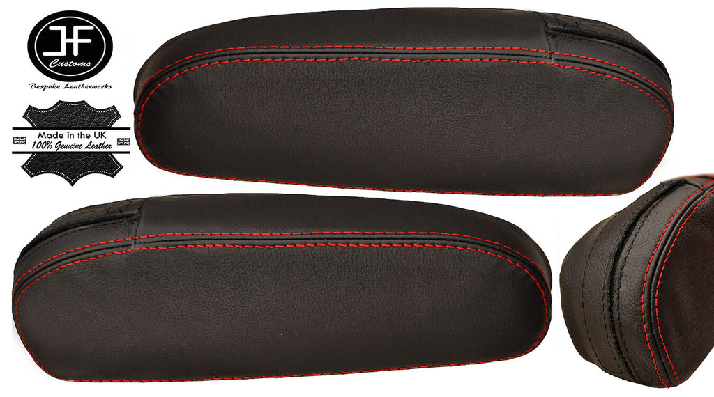 RED STITCHING 2X SEAT ARMREST LEATHER COVERS FITS KIA SEDONA 1998-2006