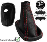 RED STITCH LEATHER AUTOMATIC GEAR GAITER+PLASTIC FRAME FOR FIAT 500 L 12-18
