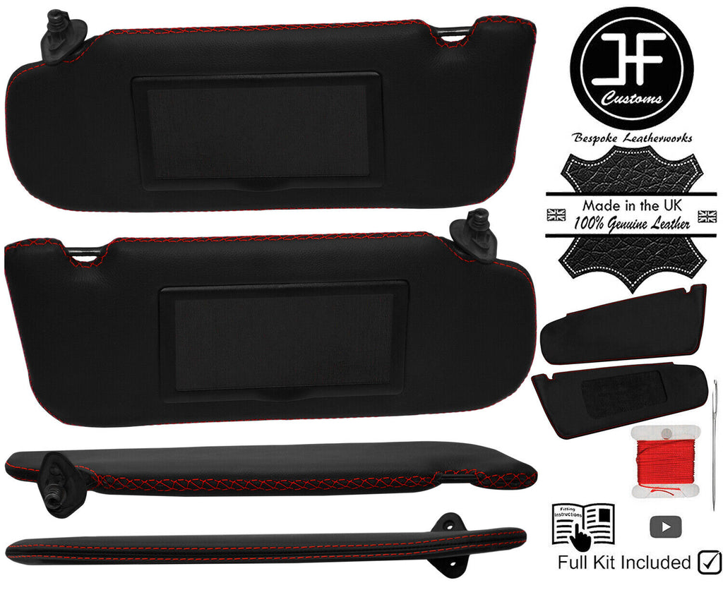 RED CROSS STITCH 2X SUN VISOR LEATHER COVERS FOR FORD THUNDERBIRD 1994-1995