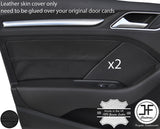 BLACK STITCH 2X FRONT DOOR CARD TRIM LEATHER COVER FOR AUDI A3 8V 13-18 5 DOOR