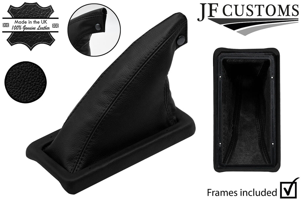 BLACK LEATHER HANDBRAKE+SURROUND COVERS+PLASTIC FRAMES FOR FORD CAPRI MK3 78-87