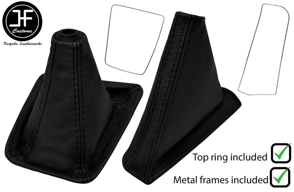 BLACK STITCH LEATHER GAITER SET+FRAME+TOP RING FOR NISSAN SKYLINE R32 1989-1993