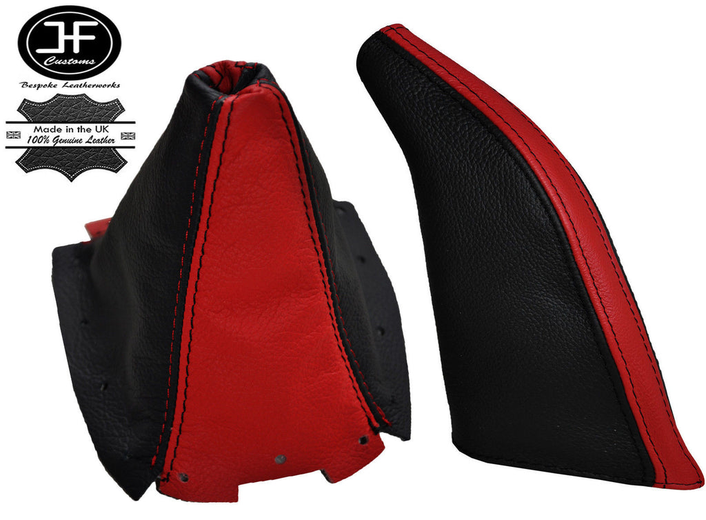 RED & BLACK LEATHER GEAR & HANDBRAKE GAITER FITS MAZDA MX5 MK1 NA 1989-1997